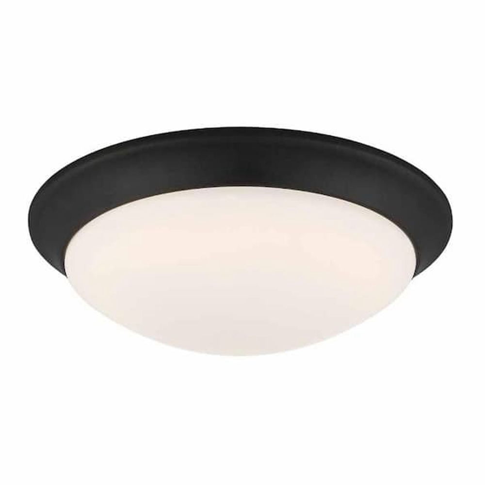 tetson 11 in. Satin Bronze Integrated LED Flush Mount Round Frosted Glass